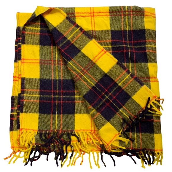 VTG Faribo Tartan Blanket Wool Plaid Faribault Woolen Mill Throw + Fringe USA - Picture 3 of 4